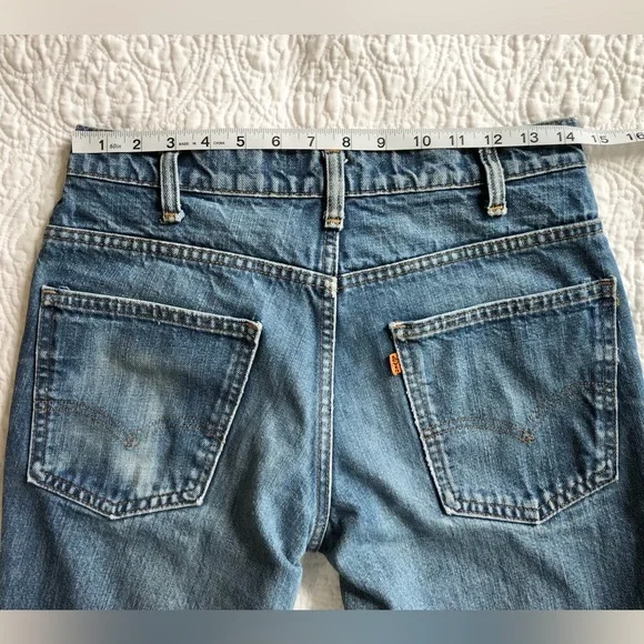 Vintage 70s Levis 684 Orange Tab Bell Bottom Super Flare Jeans - Picture 2 of 14